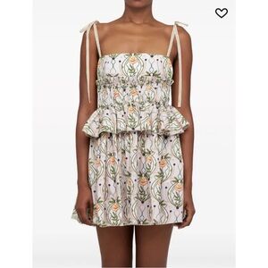 Agua by Agua Bendita Floral Dress in Cream and Green